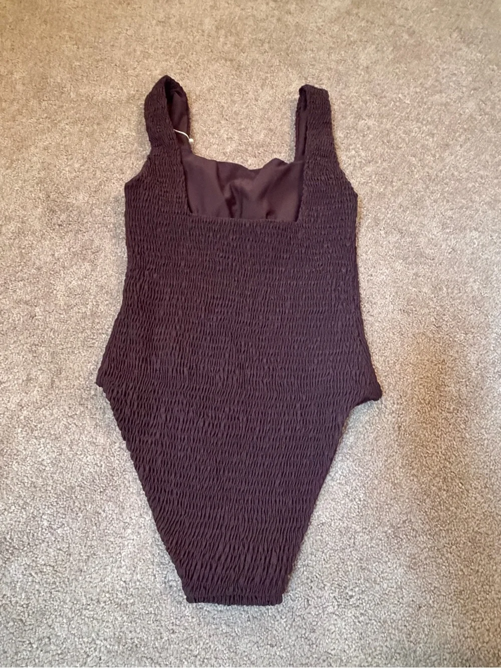 NWT new small free people citrine Jenni smocked swimsuit one piece smocked brown